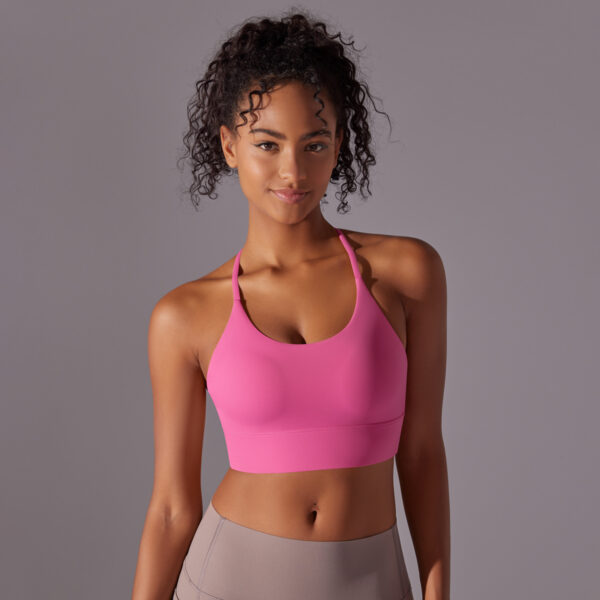 New brushed double-sided nylon solid color beauty back cross halter sports running fitness yoga clothing sports underwear female
